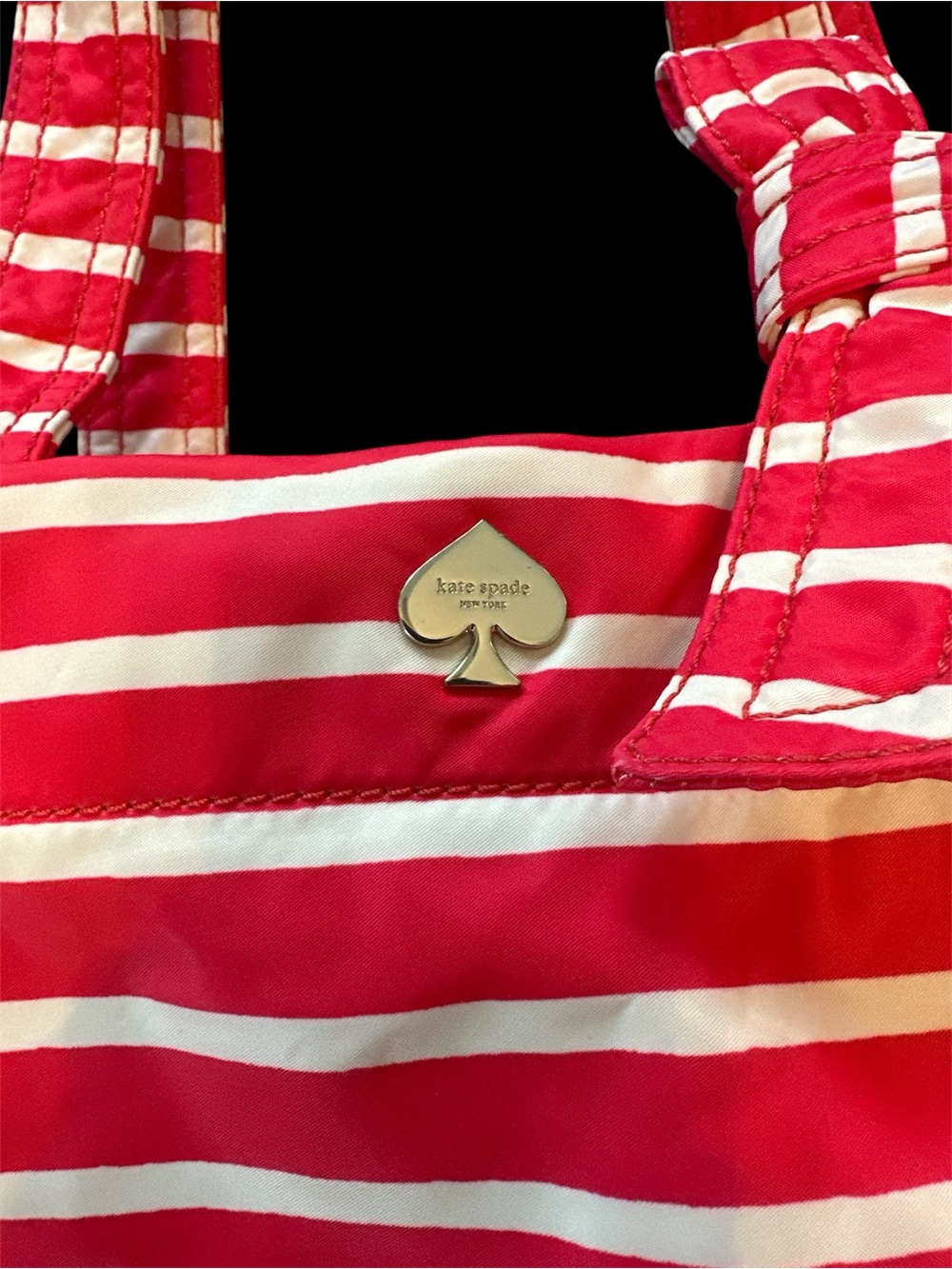 kate spade Red and White Striped Knot-Handle Tote - Picture 3 of 8